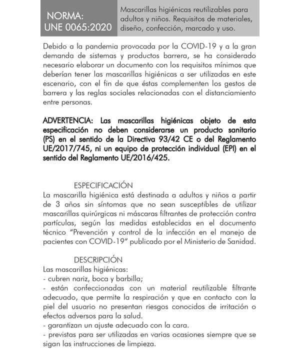 Higienicas, Homologadas, Lavables y Reutilizables Higienicas, Homologadas, Lavables y Reutilizables