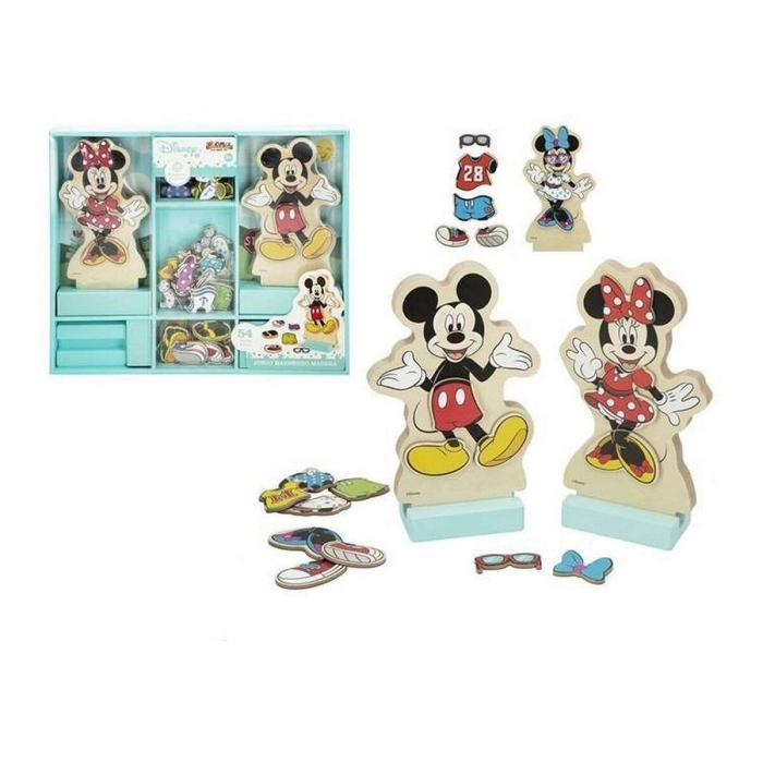 Juego Educativo Mickey & Minnie Madera Magnético Ropa 54 Piezas