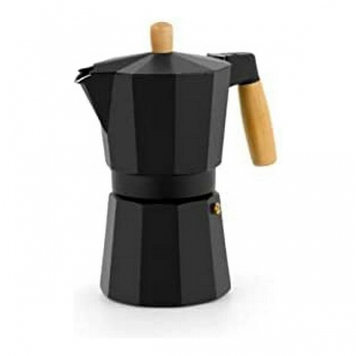 Cafetera Italiana 6 Tazas Madera Aluminio Cafetera Italiana 6 Tazas Madera Aluminio