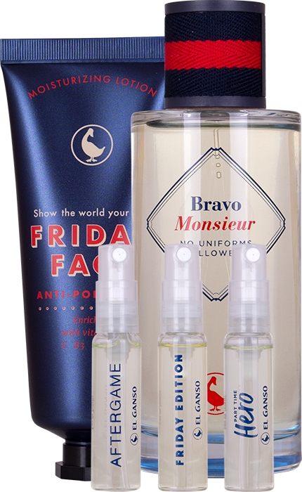 Set Bravo Monsieur 125ml + Loción Facial 75ml + Viales Set Bravo Monsieur 125ml + Loción Facial 75ml + Viales