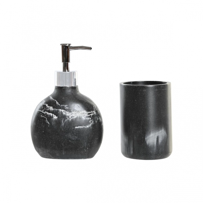Set de Baño DKD Home Decor Negro Aluminio Plástico Resina Mármol (11 x 6 x 17 cm