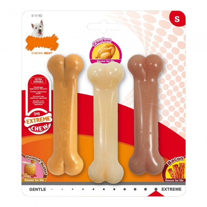 Mordedor de perro Nylabone Extreme Chew Value Pack Bacon Manteca de cacahuete Ta