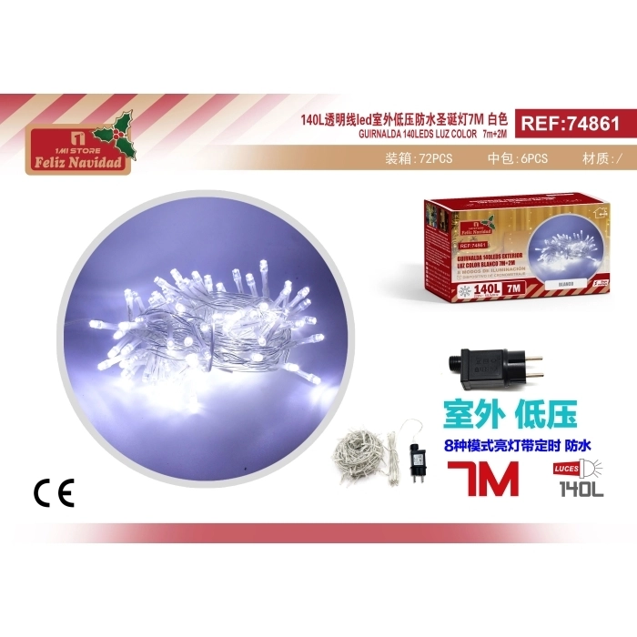 GUIRNALDA 140LEDS EXTERIOR LUZ COLOR BLANCO 7M+2M GUIRNALDA 140LEDS EXTERIOR LUZ COLOR BLANCO 7M+2M