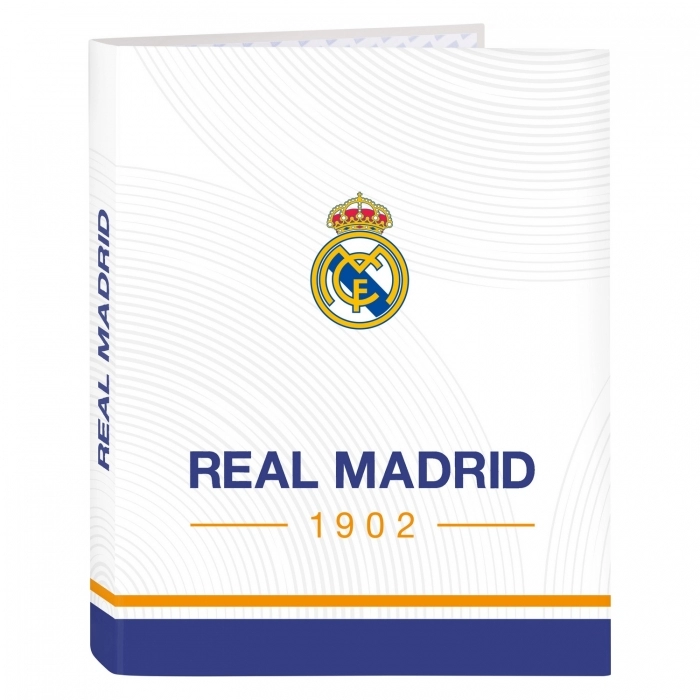 Carpeta de anillas Real Madrid C.F. Azul Blanco A4 (26.5 x 33 x 4 cm)