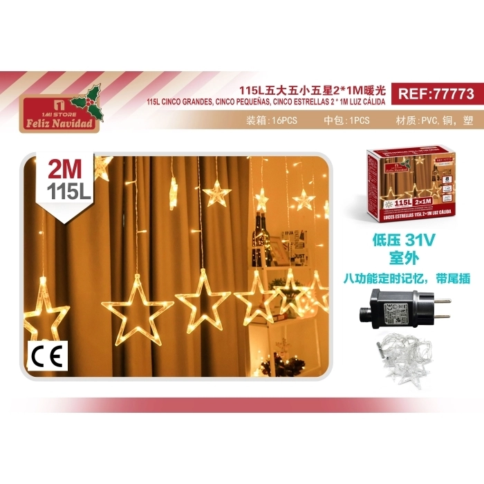 LUCES ESTRELLAS 115L 2 * 1M LUZ CÁLIDO LUCES ESTRELLAS 115L 2 * 1M LUZ CÁLIDO