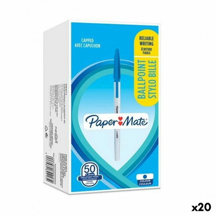 Bolígrafo Paper Mate 50 Piezas Azul 1 mm (20 Unidades)