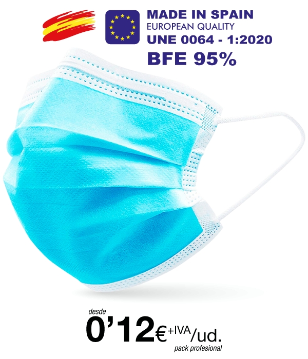 Mascarillas Higienicas tres Capas BFE 95% Alta Calidad Mascarillas Higienicas tres Capas BFE 95% Alta Calidad