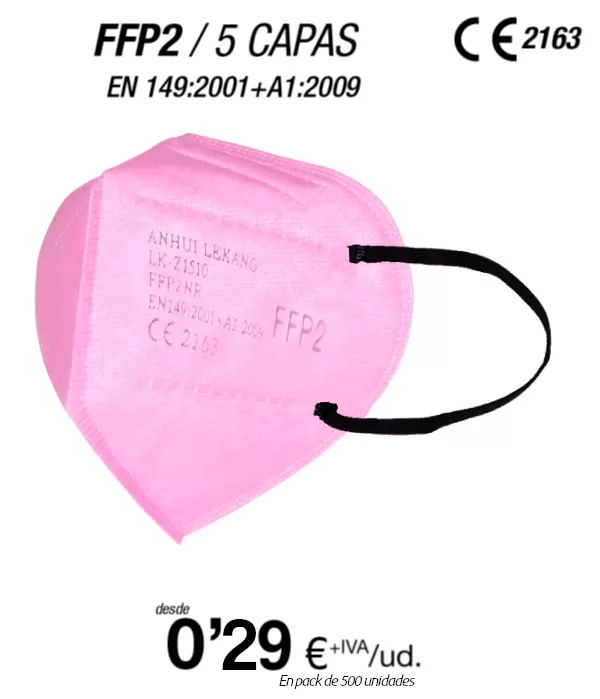 Mascarillas FFP2 Rosa Claro, con certificación europea Mascarillas FFP2 Rosa Claro, con certificación europea