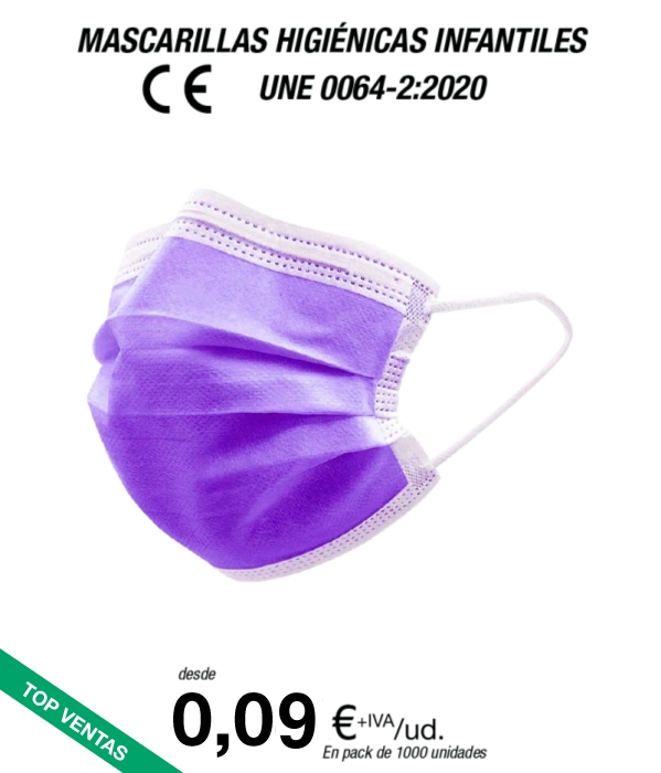 Mascarillas Higiénicas Infantiles Morada Mascarillas Higiénicas Infantiles Morada