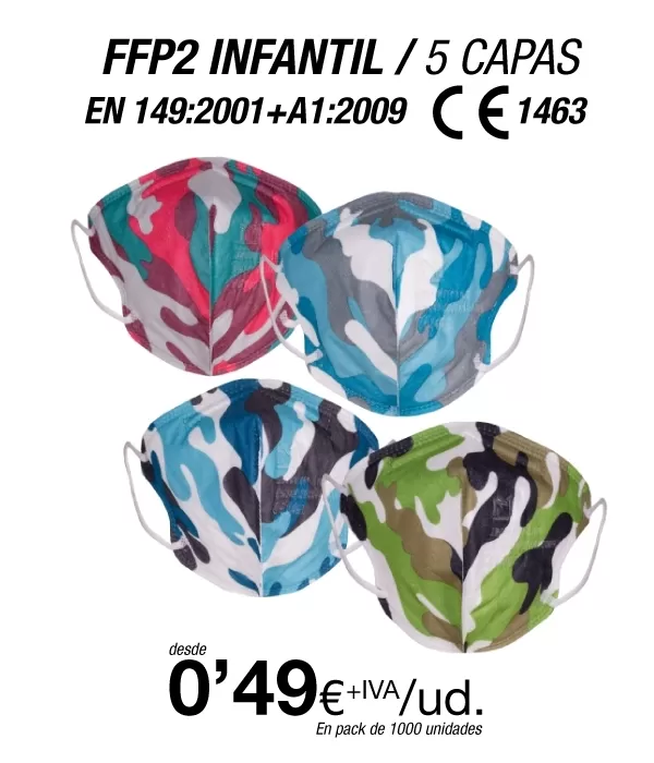Mascarillas para Niños/as FFP2 de Camuflaje Mascarillas para Niños/as FFP2 de Camuflaje