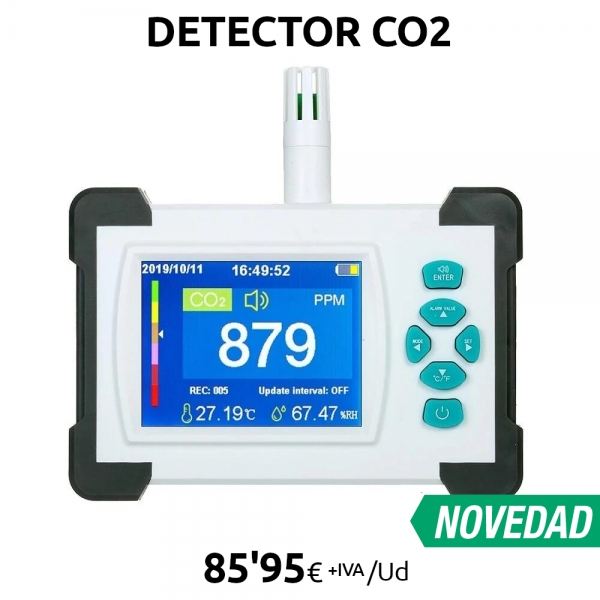 Medidor de CO2 portátil con bateria recargable Medidor de CO2 portátil con bateria recargable
