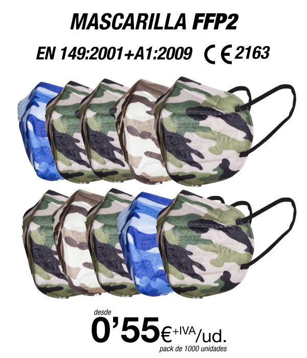 Mascarillas FFP2 Camuflaje Surtido con certificación europea Mascarillas FFP2 Camuflaje Surtido con certificación europea