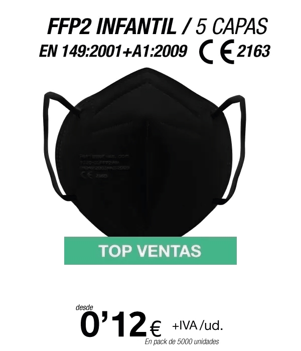 Mascarilla para Niños/as FFP2 Negra Mascarilla para Niños/as FFP2 Negra