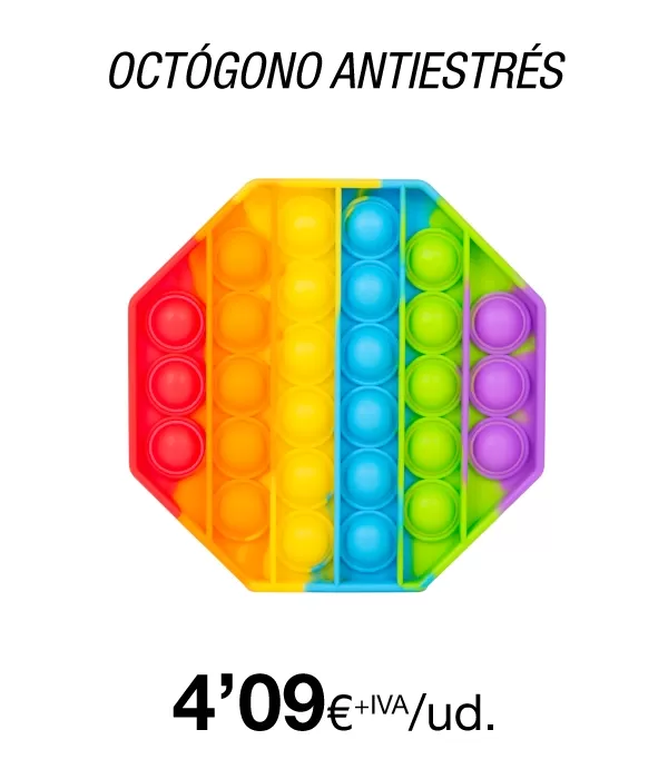 Juguete Sensorial AntiEstrés de Burbujas, Octógono multicolor Juguete Sensorial AntiEstrés de Burbujas, Octógono multicolor