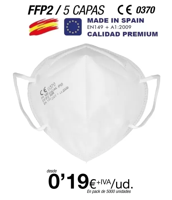 Mascarillas FFP2 Made in Spain Calidad Premium con certificado 0370-5079-PPE/B Mascarillas FFP2 Made in Spain Calidad Premium con certificado 0370-5079-PPE/B