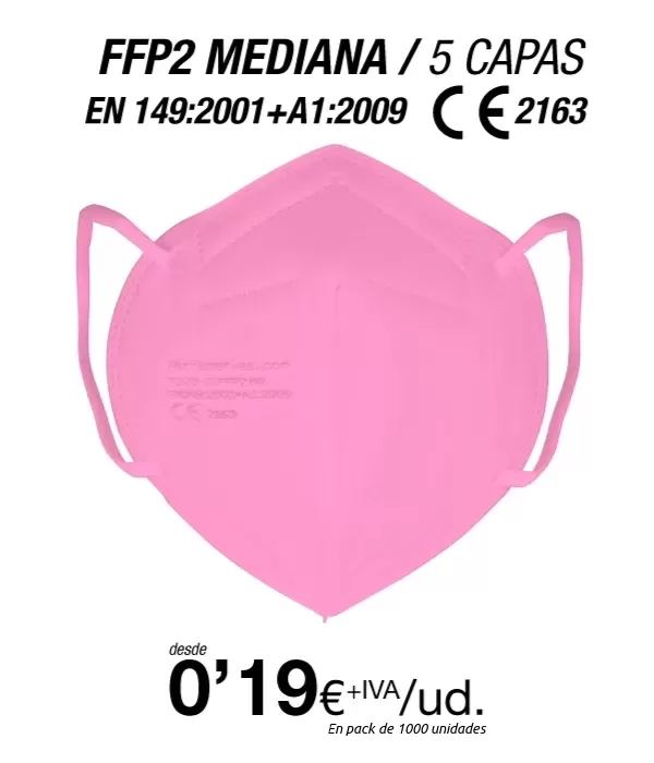 FFP2 Rosa Talla Mediana (Especial para Adolecentes / Adultos con rasgos finos) FFP2 Rosa Talla Mediana (Especial para Adolecentes / Adultos con rasgos finos)