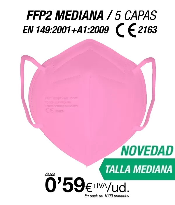 FFP2 Rosa Talla Mediana (Especial para Adolecentes / Adultos con rasgos finos) FFP2 Rosa Talla Mediana (Especial para Adolecentes / Adultos con rasgos finos)
