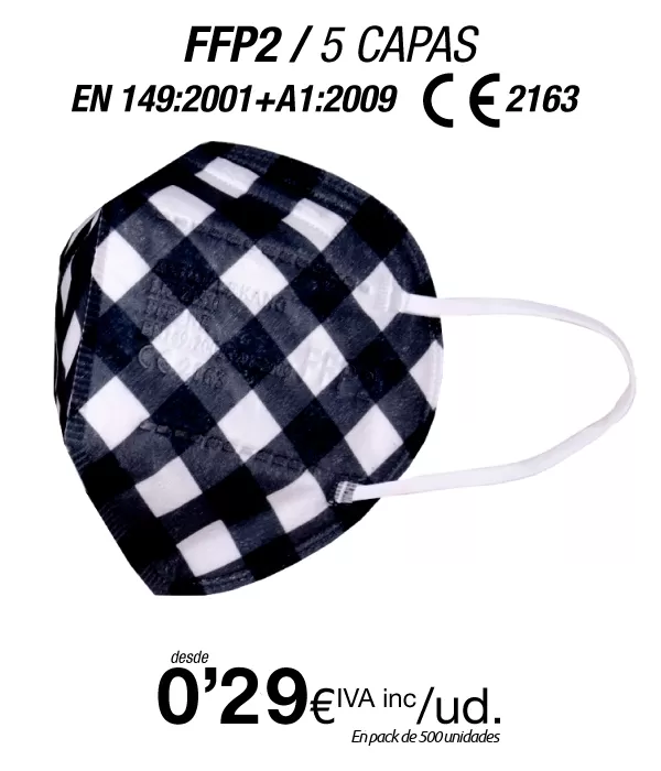 Mascarillas FFP2 Estampado Negro con certificación europea Mascarillas FFP2 Estampado Negro con certificación europea
