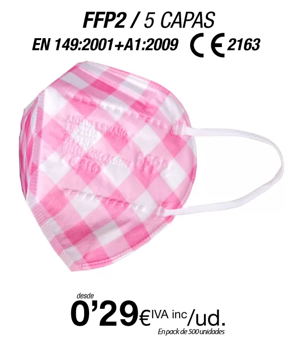 Mascarillas FFP2 Estampado Rosa con certificación europea Mascarillas FFP2 Estampado Rosa con certificación europea