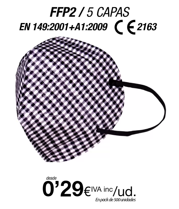 Mascarillas FFP2 Estampado Negro Pequeño con certificación europea Mascarillas FFP2 Estampado Negro Pequeño con certificación europea