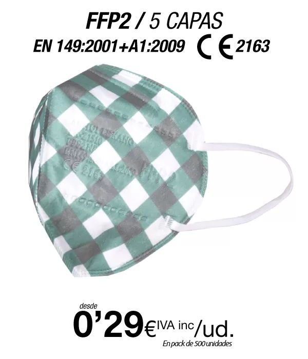Mascarillas FFP2 Estampado Verde con certificación europea Mascarillas FFP2 Estampado Verde con certificación europea