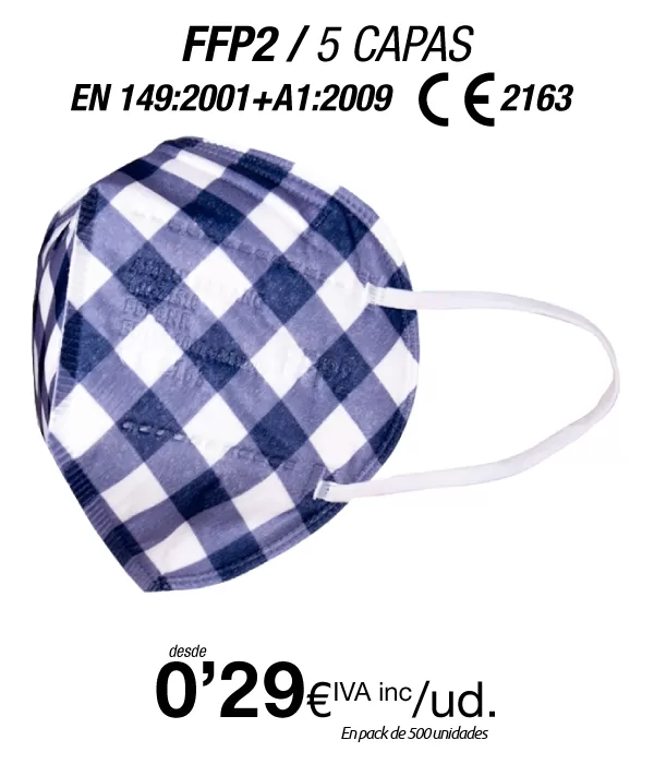 Mascarillas FFP2 Estampado Azul con certificación europea Mascarillas FFP2 Estampado Azul con certificación europea