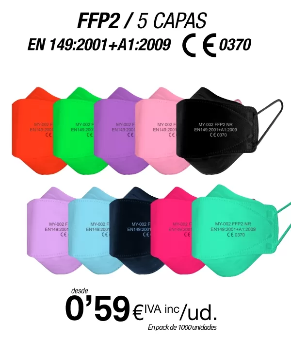 Mascarillas FFP2 Surtido 5 Capas con certificación europea (forma de Pez) Mascarillas FFP2 Surtido 5 Capas con certificación europea (forma de Pez)