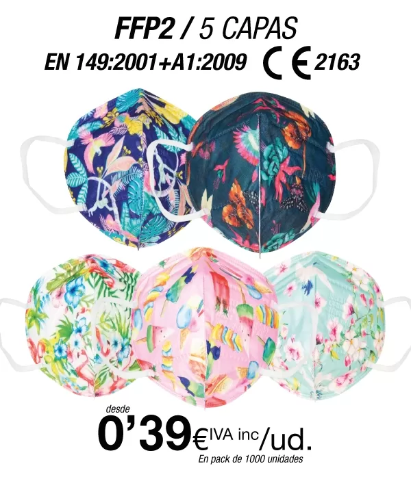 Mascarillas FFP2 Estampado Primavera con certificación europea Mascarillas FFP2 Estampado Primavera con certificación europea