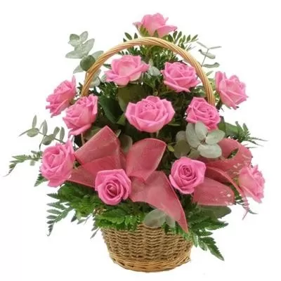 Cesta 18 Rosas Rosa Cesta 18 Rosas Rosa