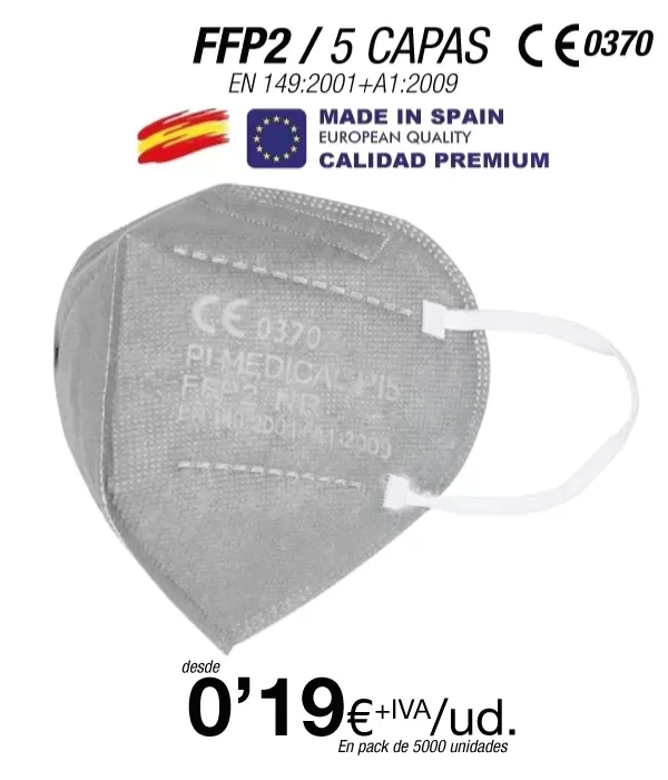 Mascarillas FFP2 Gris Made in Spain Calidad Premium con certificado Mascarillas FFP2 Gris Made in Spain Calidad Premium con certificado
