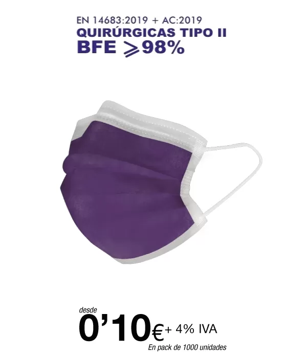 Mascarillas Quirúrgicas Infantiles Morada tipo II de 3 Capas Mascarillas Quirúrgicas Infantiles Morada tipo II de 3 Capas