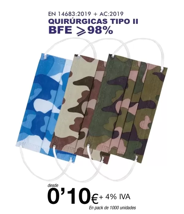 Mascarillas Quirurgicas Infantil Tipo II Camuflaje Mascarillas Quirurgicas Infantil Tipo II Camuflaje