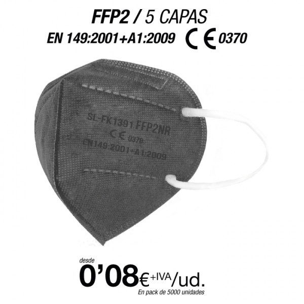Mascarillas Autofiltrantes FFP2 5 Capas Color Gris con certificación europea Mascarillas Autofiltrantes FFP2 5 Capas Color Gris con certificación europea