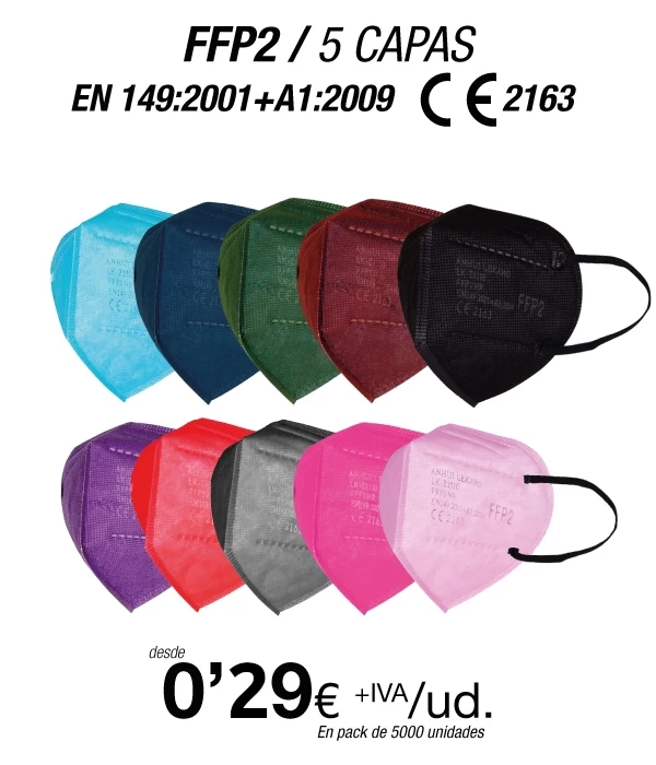 FFP2 Colores Variados con certificacion europea