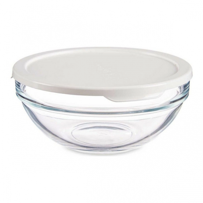 Fiambrera Redonda con Tapa Chefs Blanco Plástico Vidrio (595 ml) (14 x 6,3 x 14 