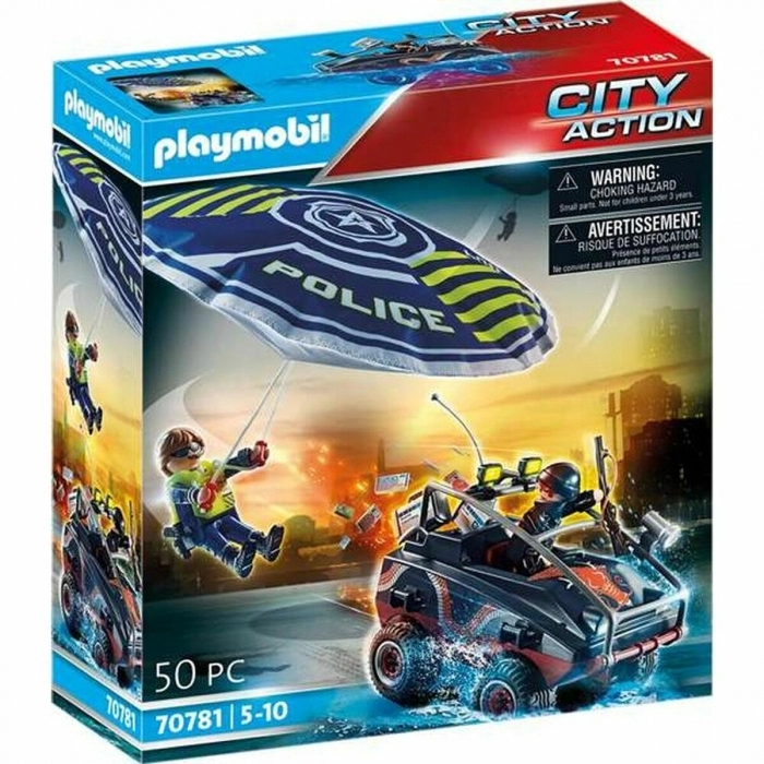Playset Playmobil City Action Police Parachute with Amphibious Vehicle 70781 (50
