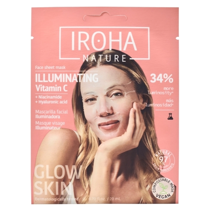 Mascarilla Facial Iluminadora Hidratante con Vitamina C + Ácido Hialurónico Mascarilla Facial Iluminadora Hidratante con Vitamina C + Ácido Hialurónico