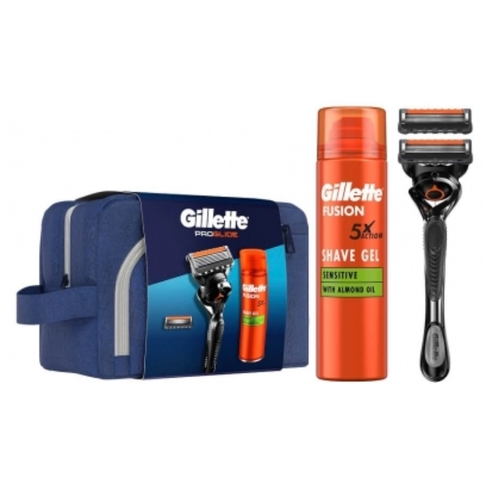 Set Gilette Proglide Maquinilla + 2 Recambios + Shave Gel 200ml + Neceser