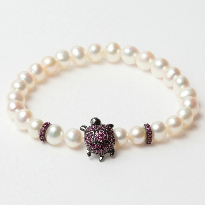 Pulsera Mujer Lancaster JLA-BR-TURTLE-5-WH Morado Blanco Plata de ley 16 mm