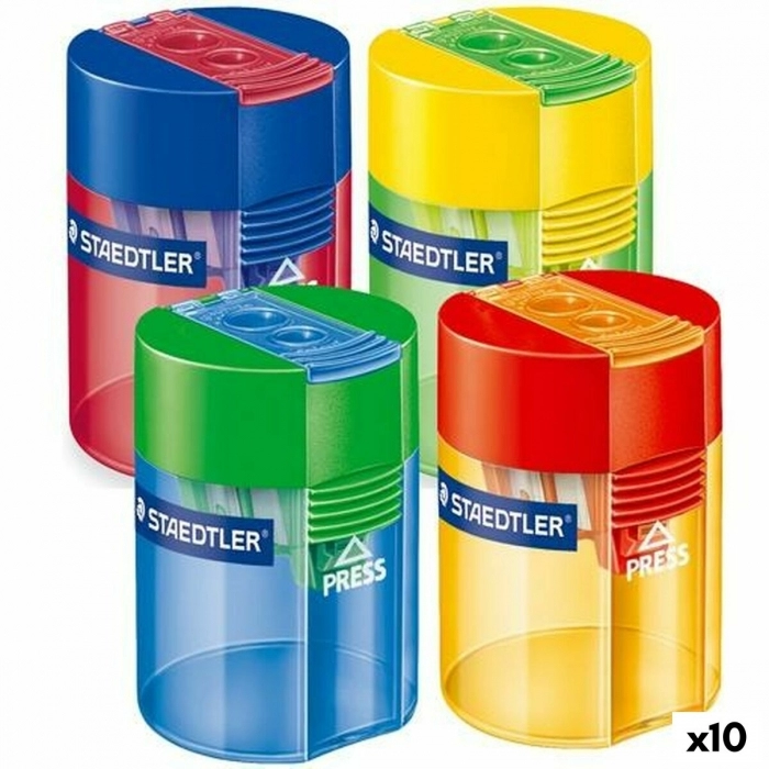Sacapuntas Staedtler Multicolor Con depósito Plástico (10 Unidades)