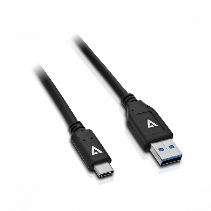 Cable USB A a USB C V7 V7U2C-1M-BLK-1E      Negro 1 m