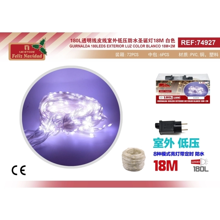 GUIRNALDA 180LEDS EXTERIOR LUZ COLOR BLANCO 18M+2M GUIRNALDA 180LEDS EXTERIOR LUZ COLOR BLANCO 18M+2M