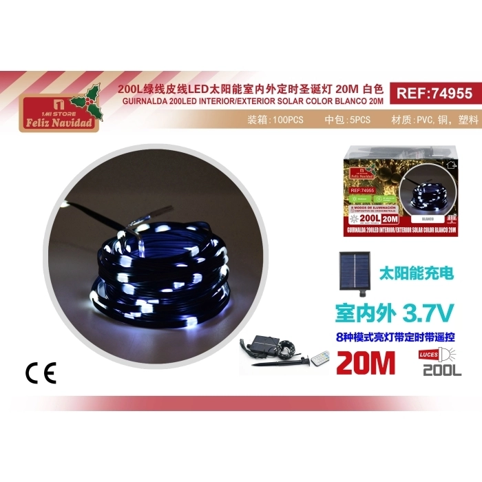 GUIRNALDA 200LED INTERIOR/EXTERIOR SOLAR COLOR BLANCO 20M GUIRNALDA 200LED INTERIOR/EXTERIOR SOLAR COLOR BLANCO 20M