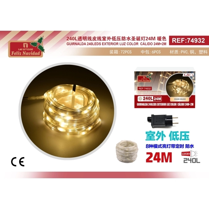 GUIRNALDA 240LEDS EXTERIOR LUZ COLOR CÁLIDO 24M+2M GUIRNALDA 240LEDS EXTERIOR LUZ COLOR CÁLIDO 24M+2M