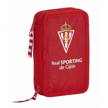 Plumier Doble Real Sporting de Gijón Rojo (28 piezas)