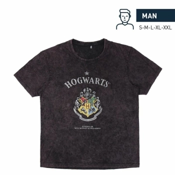 Camiseta de Manga Corta Hombre Harry Potter Gris oscuro