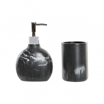 Set de Baño DKD Home Decor Negro Aluminio Plástico Resina Mármol (11 x 6 x 17 cm