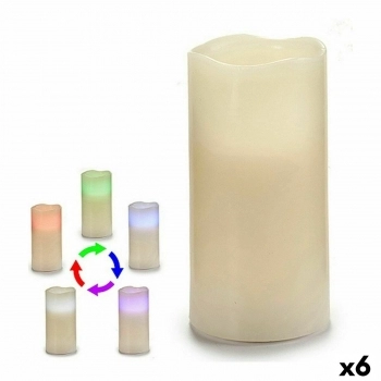 Vela LED Crema Plástico Cera (7,5 x 14,8 x 7,5 cm) (6 Unidades)