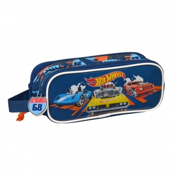 Portatodo Doble Hot Wheels Speed club Naranja Azul marino (21 x 8 x 6 cm)