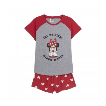 Pijama de Verano Minnie Mouse Mujer Rojo Gris Pijama de Verano Minnie Mouse Mujer Rojo Gris